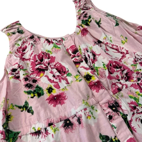 Baby Be Mine Pink Floral Maternity & Nursing Dress L/XL - Back Snap Closure - Picture 7 of 12